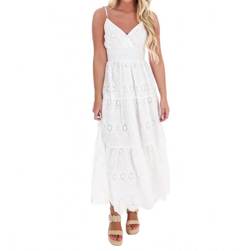 NEW FLYING TOMATO just let it be eyelet midi dress in off white - Picture 4 of 6